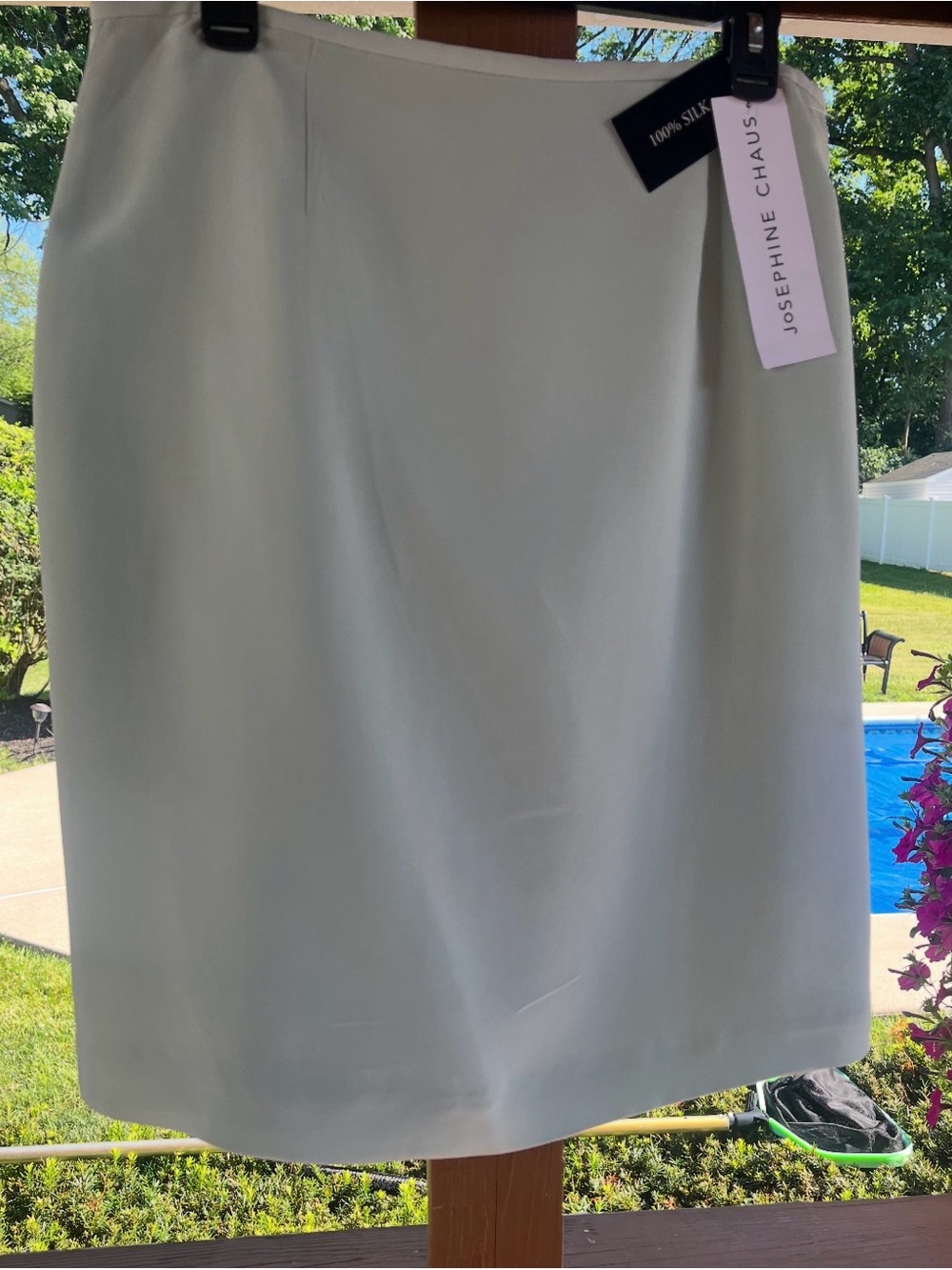 Josephine Chaus 100% Silk Pencil Skirt Seaglass Size 14 NWT Lined Career